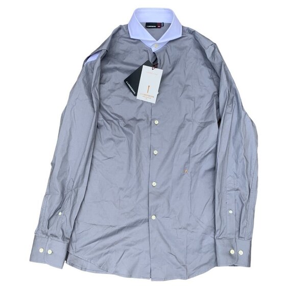 BRAND New J. Lindeberg Dress Shirt Size 38 Gray Poplin - Picture 2 of 6
